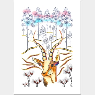 Vibrant Jungle Antelope Posters and Art